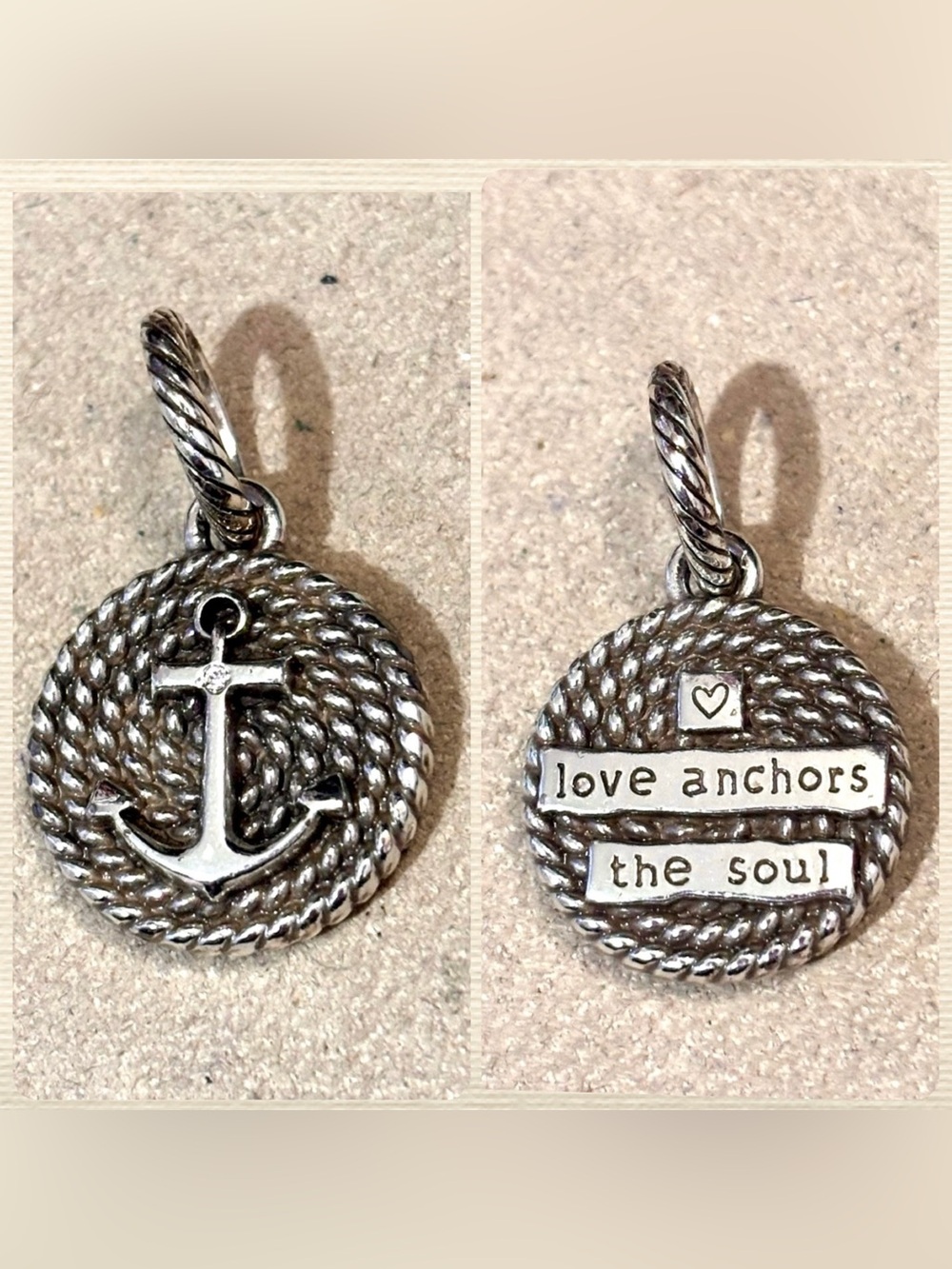 🆕Listing! 🆕 Brighton Seascape charm Rope pattern Anchor Message on back Retired